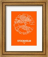 Framed Stockholm Street Map Orange