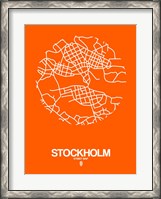 Framed Stockholm Street Map Orange