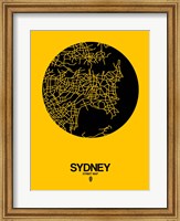 Framed Sydney Street Map Yellow