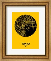 Framed Tokyo Street Map Yellow