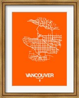 Framed Vancouver Street Map Orange