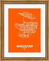 Framed Vancouver Street Map Orange