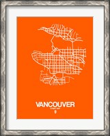 Framed Vancouver Street Map Orange