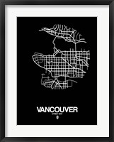 Framed Vancouver Street Map Black