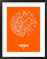 Framed Vienna Street Map Orange