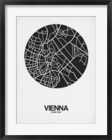 Framed Vienna Street Map Black on White