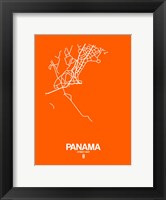 Framed Panama Street Map Orange
