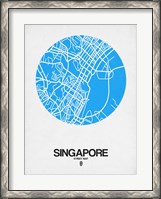 Framed Singapore Street Map Blue