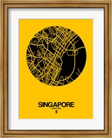 Framed Singapore Street Map Yellow