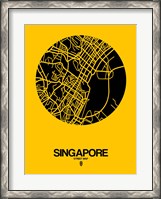 Framed Singapore Street Map Yellow