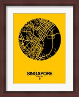 Framed Singapore Street Map Yellow