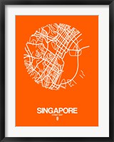 Framed Singapore Street Map Orange
