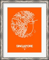 Framed Singapore Street Map Orange