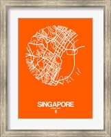 Framed Singapore Street Map Orange