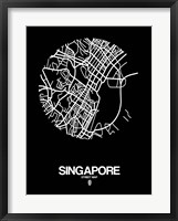 Framed Singapore Street Map Black