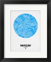 Framed Warsaw Street Map Blue