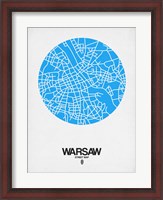 Framed Warsaw Street Map Blue