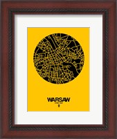 Framed Warsaw Street Map Yellow