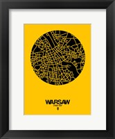 Framed Warsaw Street Map Yellow