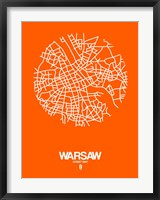 Framed Warsaw Street Map Orange