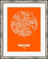 Framed Warsaw Street Map Orange