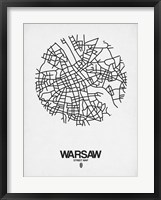 Framed Warsaw Street Map White