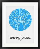 Framed Washington DC Street Map Blue