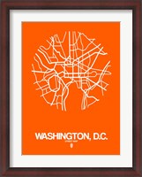 Framed Washington DC  Street Map Orange