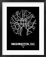 Framed Washington DC  Street Map Black