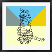 Framed Black Party Cat Polygon