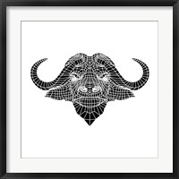 Framed Black and White Buffalo Mesh