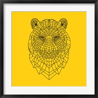 Framed Tiger Head Yellow Mesh