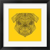 Framed Pug Head Yellow Mesh