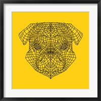 Framed Pug Head Yellow Mesh