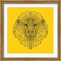Framed Lion Head Yellow Mesh
