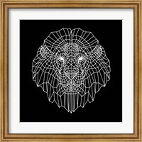 Framed Lion Head Black Mesh