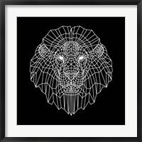 Framed Lion Head Black Mesh