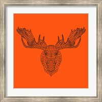 Framed Moose Head Orange Mesh