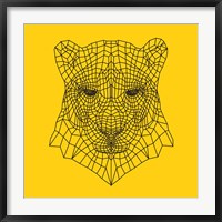 Framed Panther Head Yellow Mesh