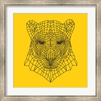 Framed Panther Head Yellow Mesh