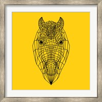 Framed Horse Head Yellow Mesh