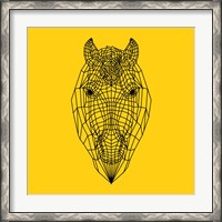 Framed Horse Head Yellow Mesh