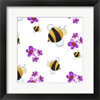 Framed Bees and Pink Flowers