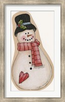 Framed Red Scarf Snowman With Black Hat