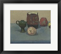 Framed Stoneware Pot and Apples, 1887