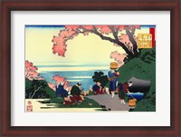 Framed Three Men Admire the Cherry Blossoms