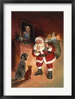 Framed Santa And Family Pets