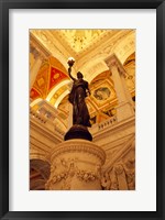 Framed USA, Washington DC, Library of Congress interior with sculpture