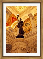 Framed USA, Washington DC, Library of Congress interior with sculpture