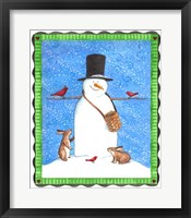 Framed Snowman Black Hat Heart Border